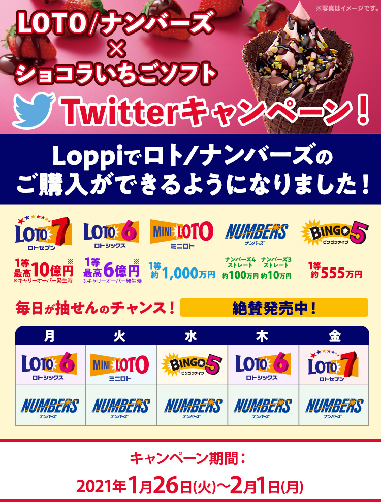 LOTO/ナンバーズ×ショコラいちごソフトTwitterキャンペーン