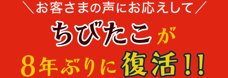 お客さまの声にお応えして2012年に登場し人気を博したちびたこが復活！！