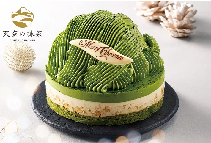 天空の抹茶ケーキの画像