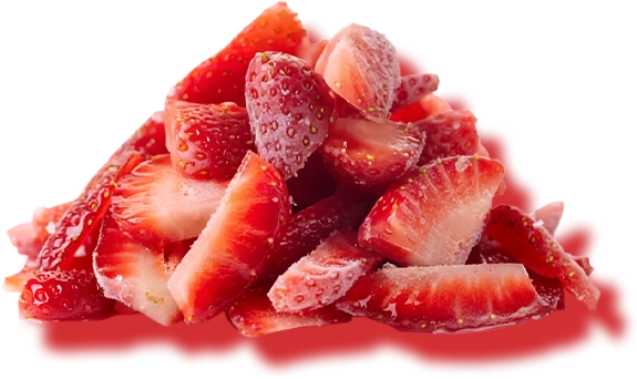 冷凍いちごのスライスの画像