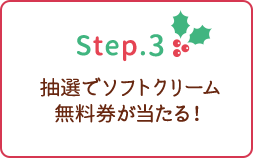 step3 抽選でソフトクリーム無料券が当たる！